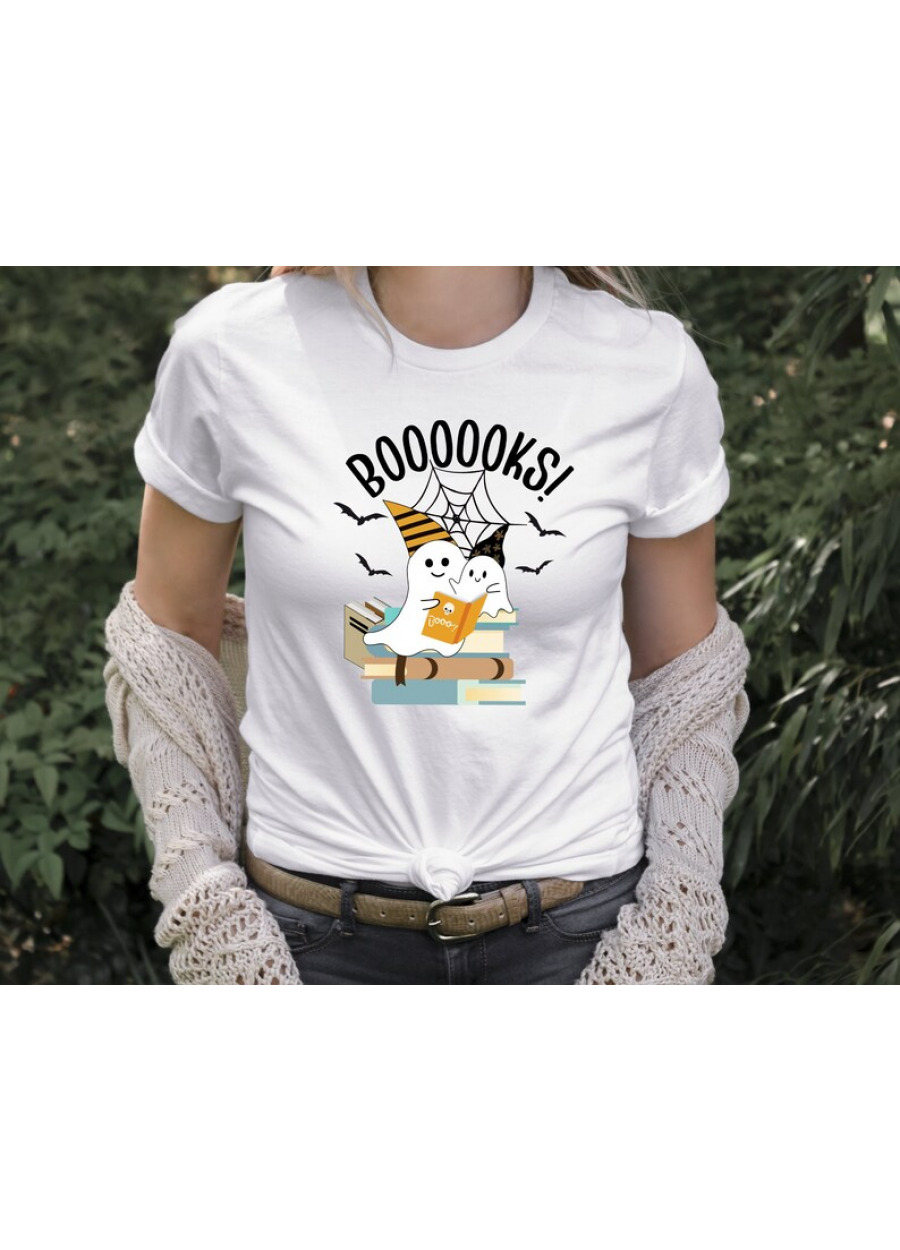 Ghost Books Halloween Shirt: Teacher Bookworm Tee