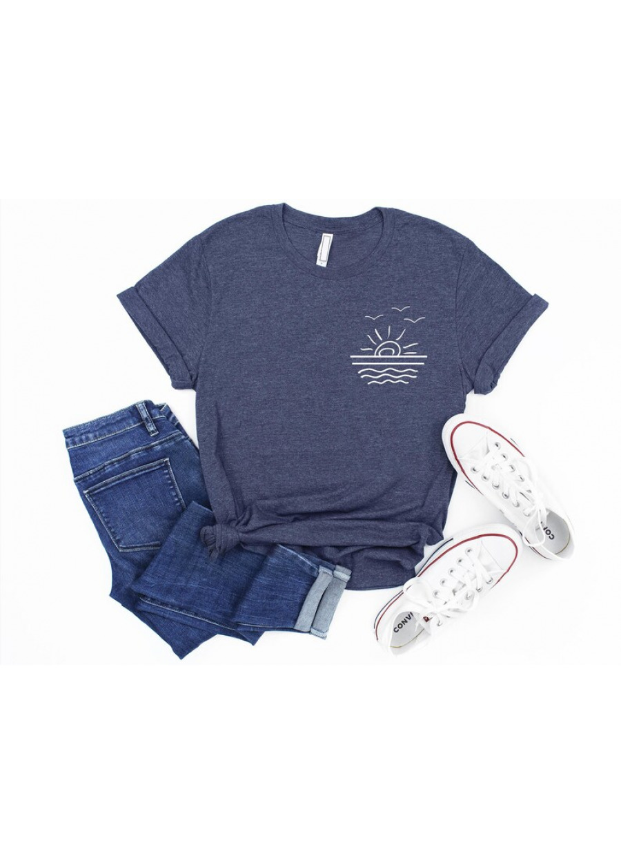 Beach Sunset Graphic Tee, Summer Vacation Shirt NewStyle