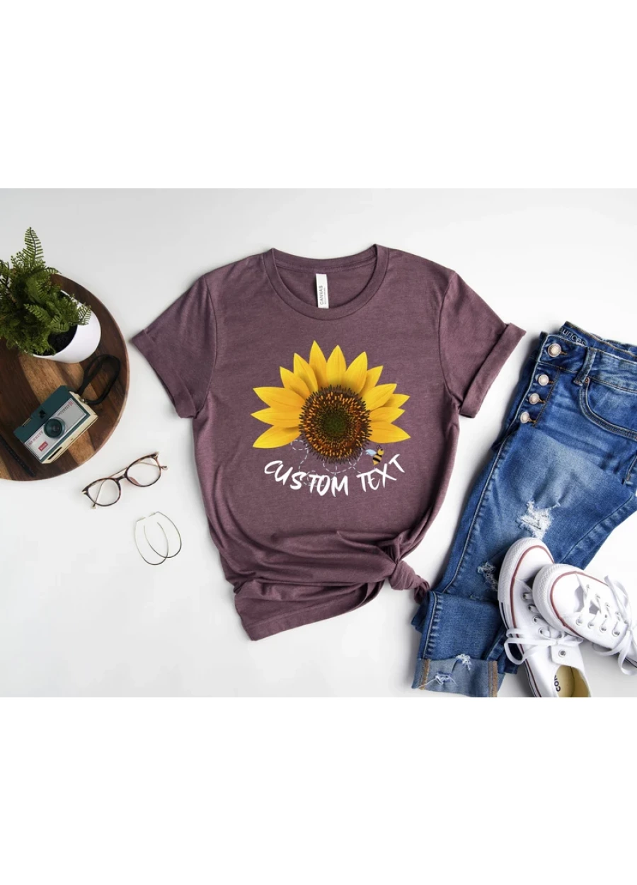 Personalized Sunflower Shirt, Custom Floral Tee, Sunflower T-Shirt