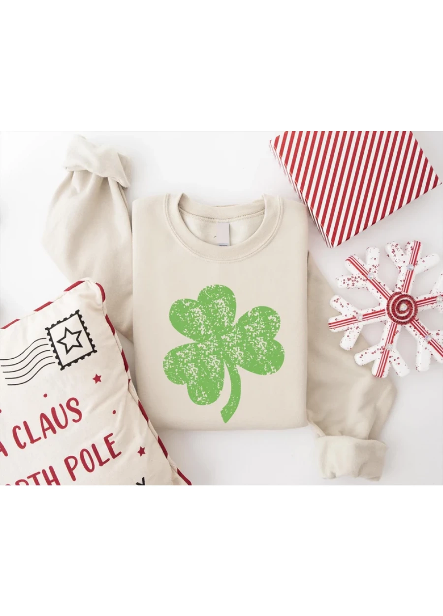 Retro Shamrock Sweatshirt, Grunge Irish Clover, St. Patrick's Day