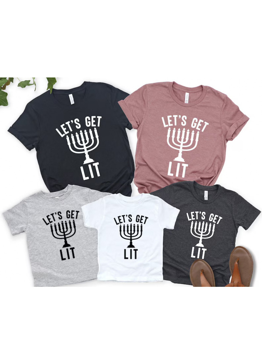 Let's Get Lit Hanukkah Family Shirts