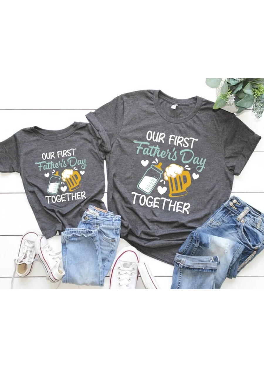 Funny First Father's Day Matching T-Shirt: Father & Baby Tee