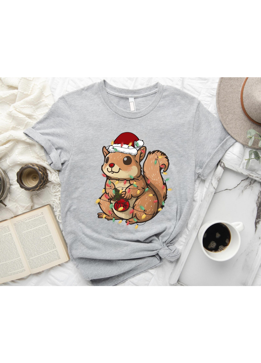 Squirrel Christmas Lights T-Shirt: Funny Holiday Tee