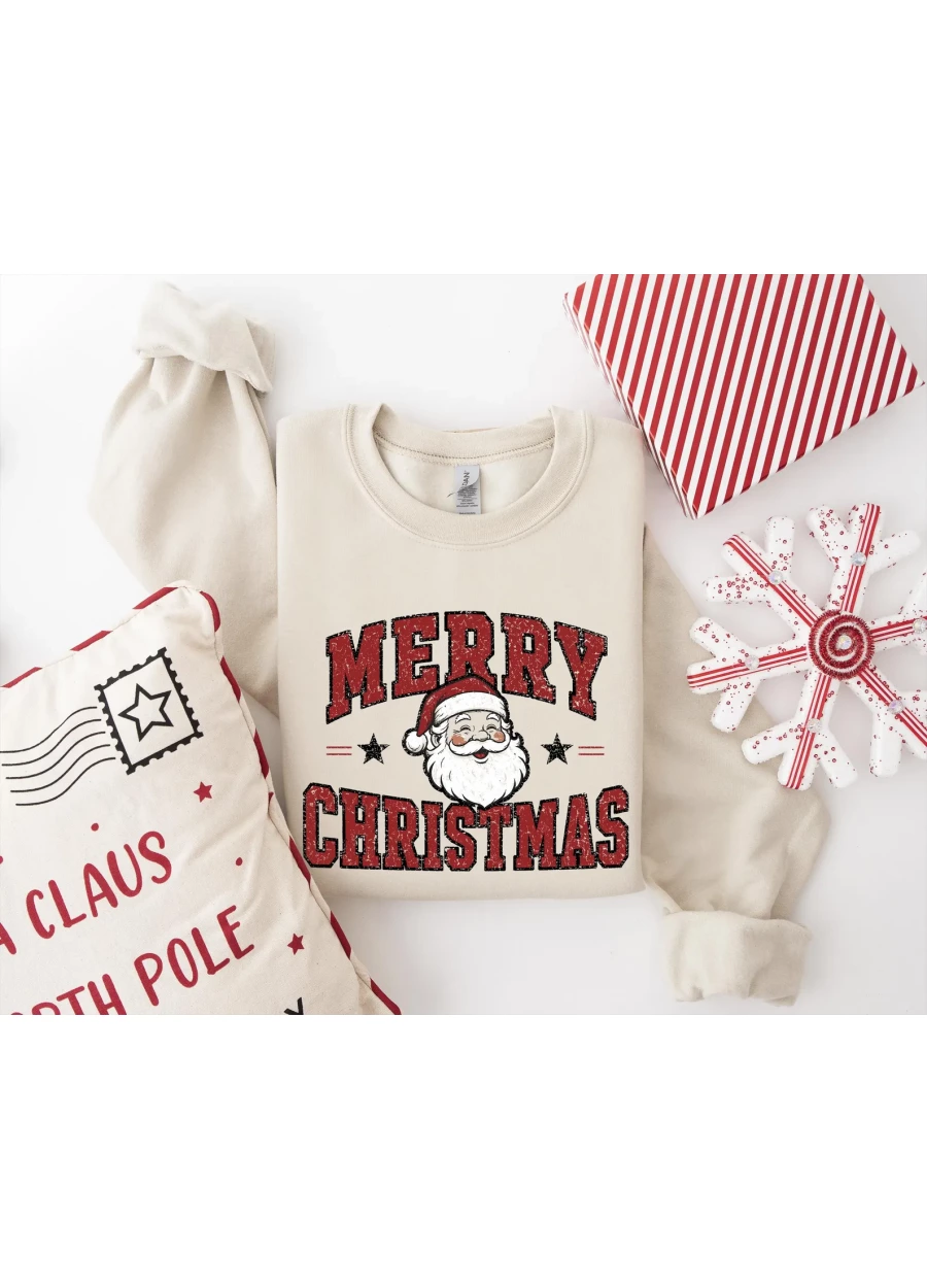 Retro Merry Christmas Shirt, Santa Sweatshirt, Matching Family Holiday Tees