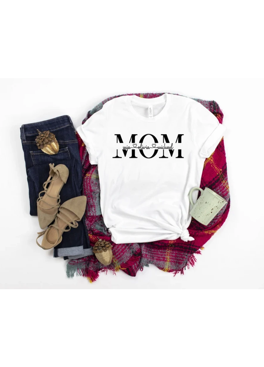 Custom Mom Shirt with Kids Names, Personalized Mother's Day Gift
