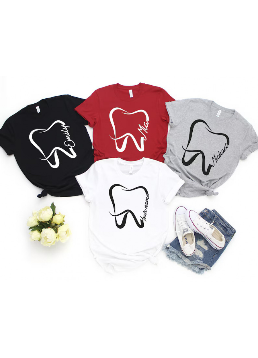 Personalized Dentist Shirt: Custom Tooth Tee, Dental Assistant Gift