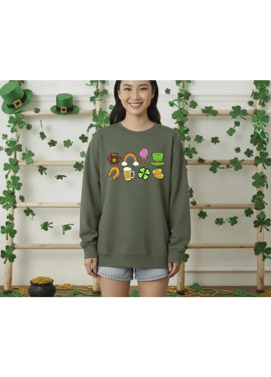 Lucky Shamrock Rainbow Sweatshirt, St Patrick Day Shirt, Irish Day T-Shirt