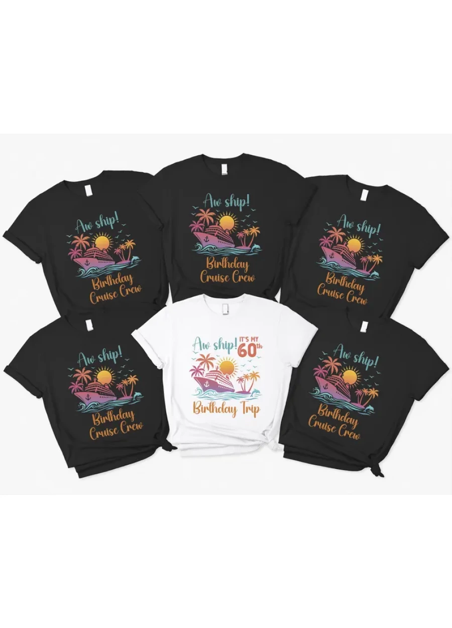 Custom 60th Birthday Cruise Shirt, Family Matching Birthday Trip T-shirt