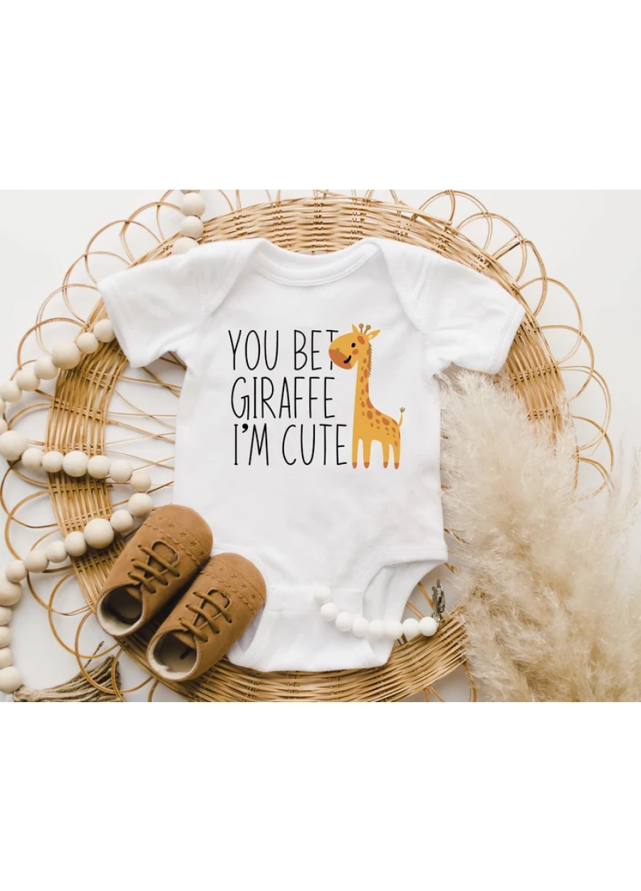 You Bet Giraffe I'm Cute Baby Onesie®, Funny Animal Onesie®, Giraffe Baby Clothes, Funny Kids Shirt, Cute Baby Onesie®, Giraffe Bodysuit