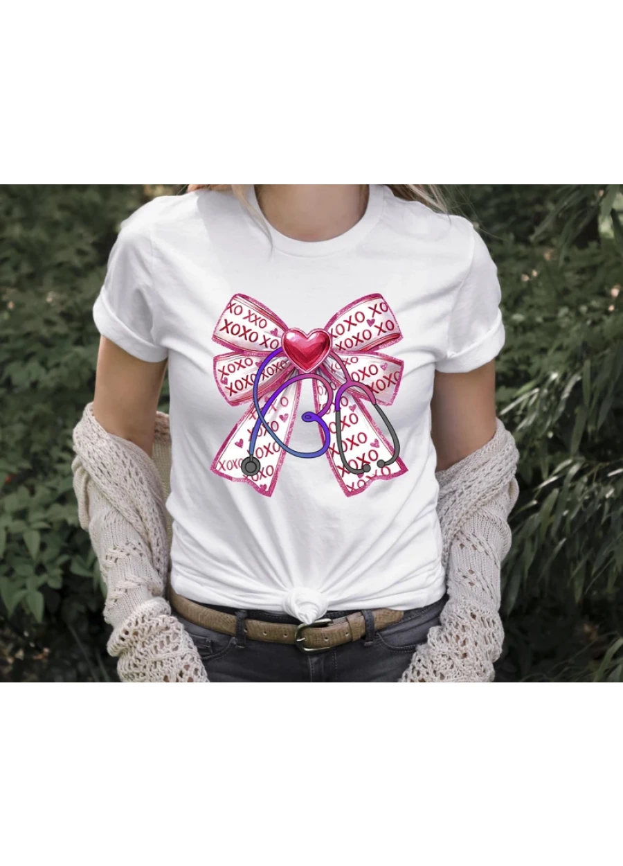 Nurse Valentine's Day Shirt: Stethoscope Heart Tee