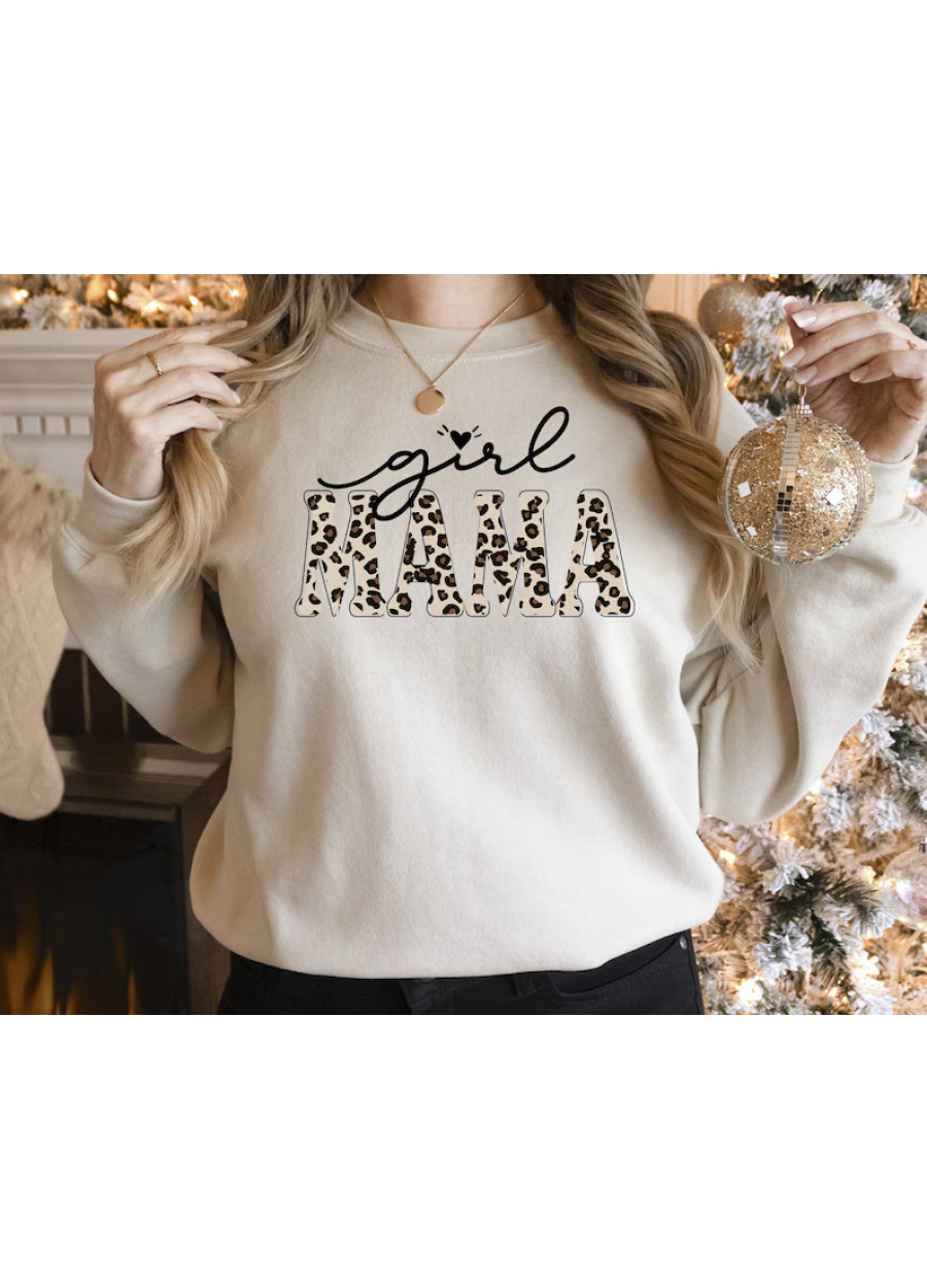 Girl Mama Leopard Print Sweatshirt or Hoodie: Mom of Girls Gift