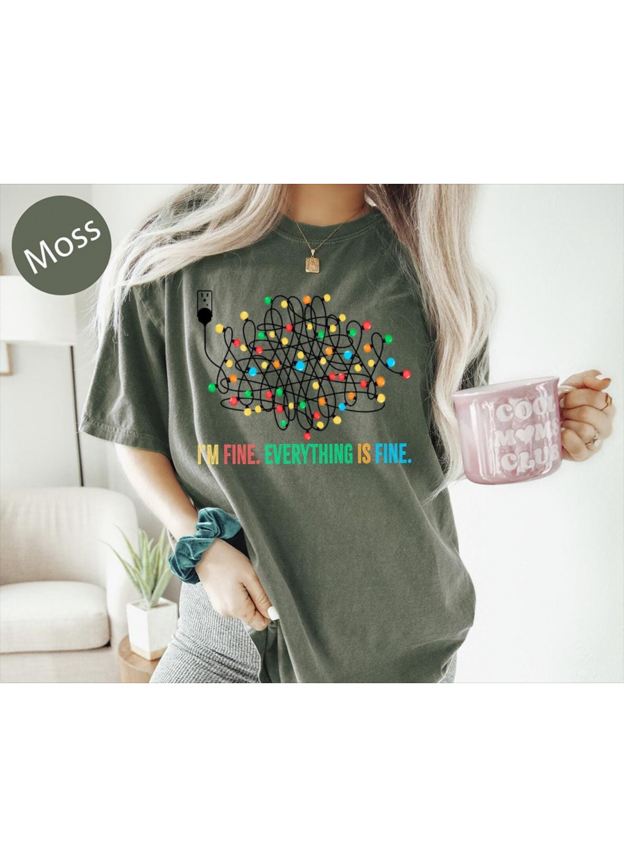 I'm Fine Christmas Lights Comfort Colors T-Shirt