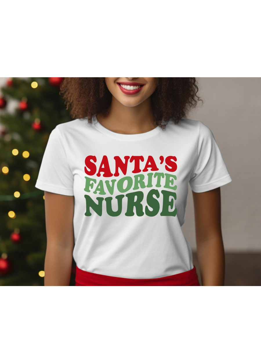 Santa Favorite Nurse, Christmas Nurse Tee, Holiday Nurse Shirt, Nurse T-shirt, Cute Santa Shirt, Retro Santa Shirt, Nurse Holiday Gift