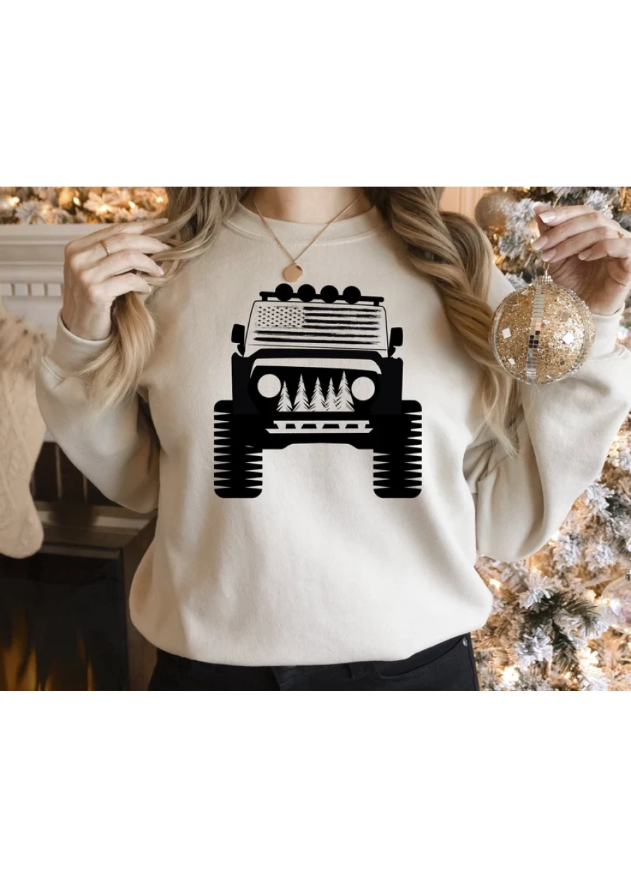 American Offroad Sweatshirt: USA Flag 4WD Forest Shirt