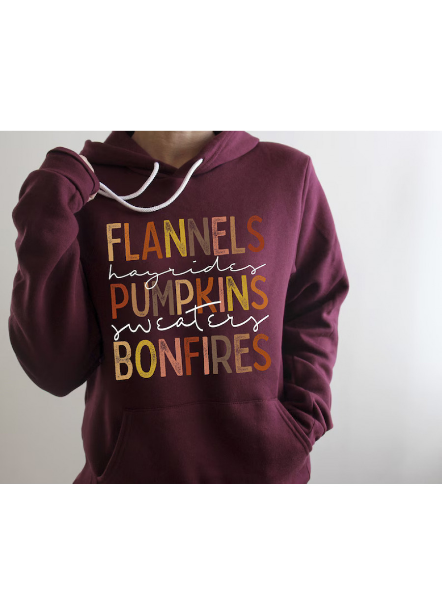 Pumpkin Spice Season Hoodie, Fall Bonfire Graphic Sweatshirt