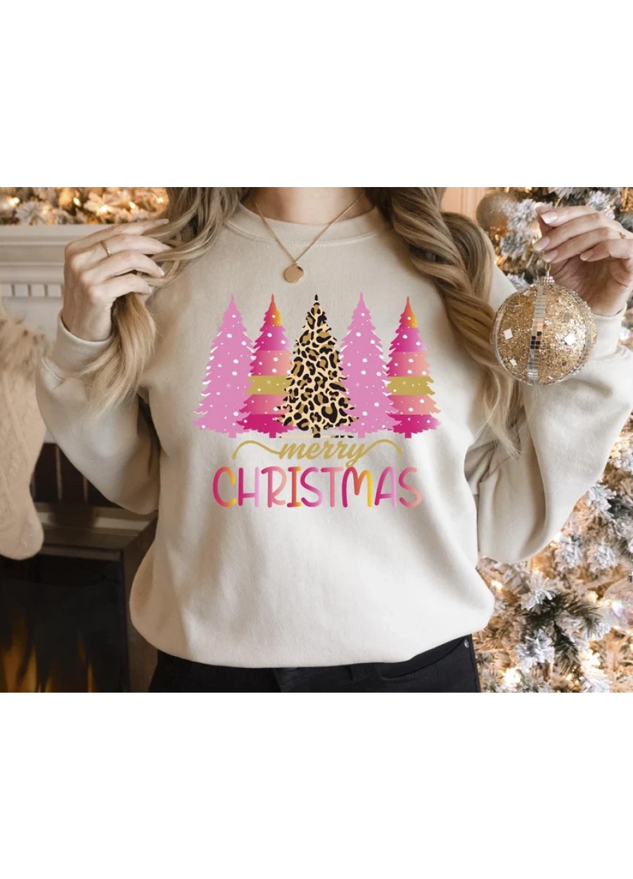 Pink Christmas Tree Sweatshirt: Holiday Sweater for Women