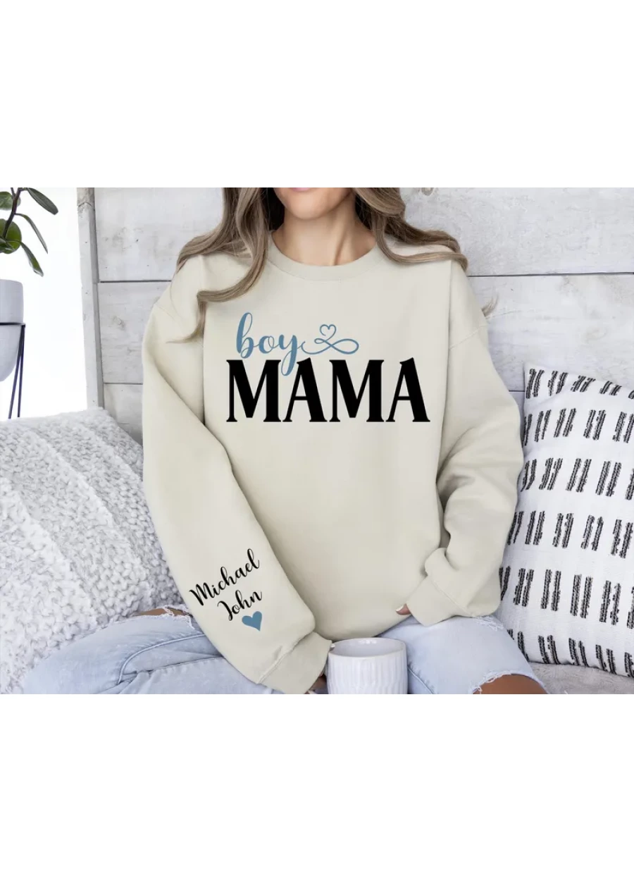 Personalized Boy Mama Sweatshirt With Kids Names, Custom Mom of Boys Hoodies, Mothers Day Gift