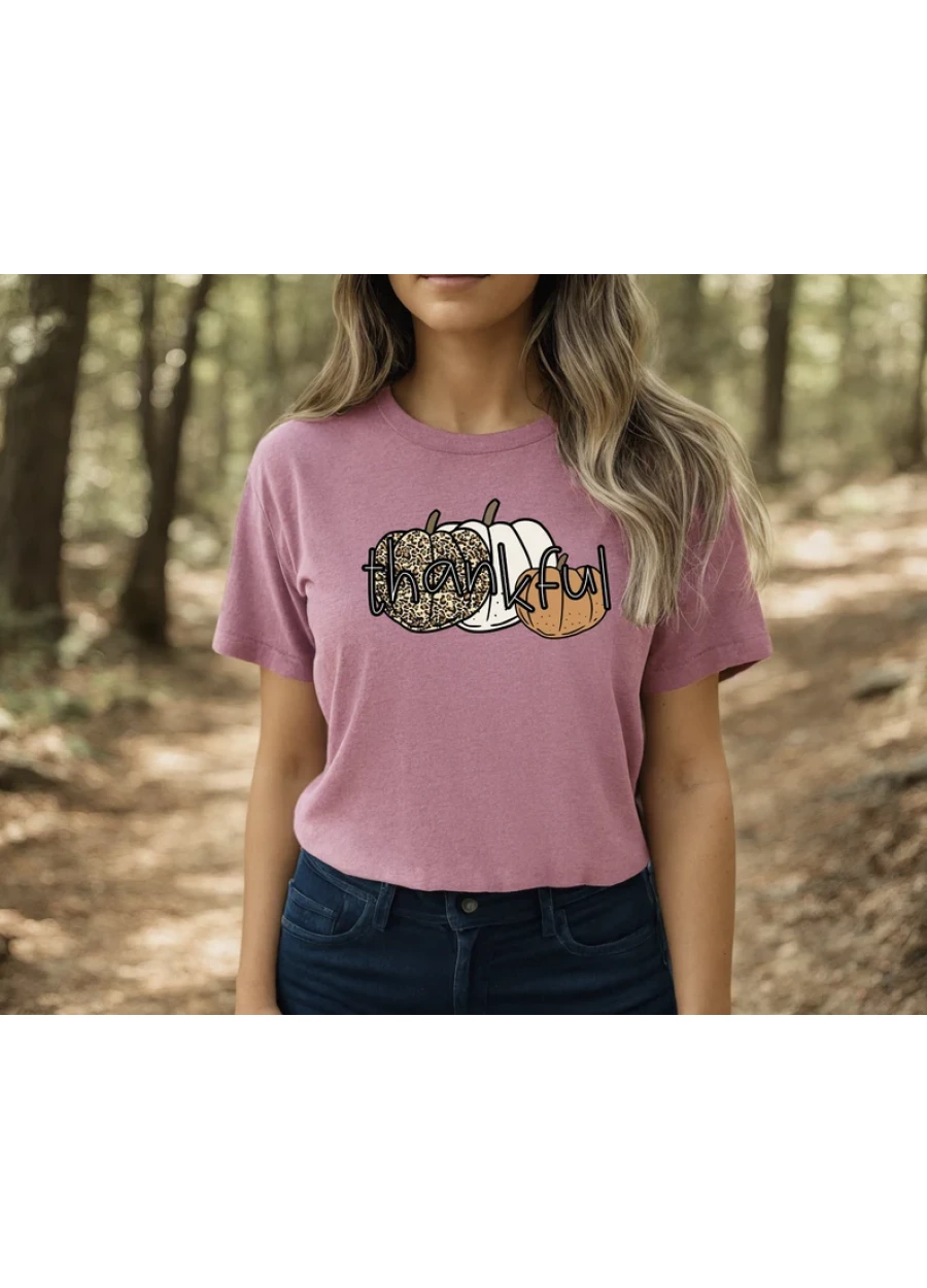 Leopard Pumpkin Thanksgiving Shirt: Thankful Fall Tee