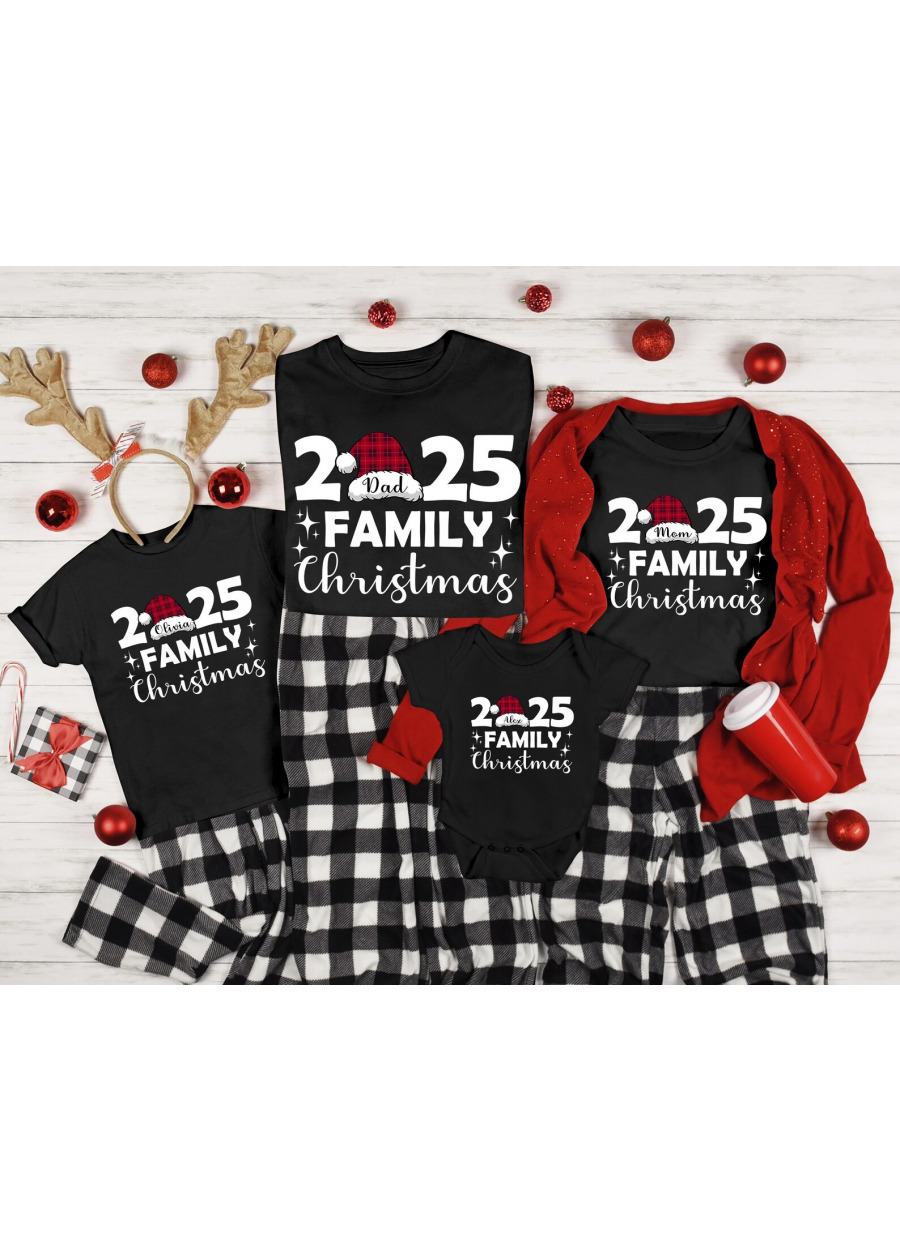 Custom Family Christmas 2025 T-Shirt: Matching Santa Tee