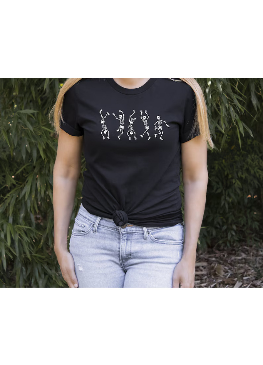 Dancing Skeleton Halloween Shirt: Retro Ghost Fall Tee