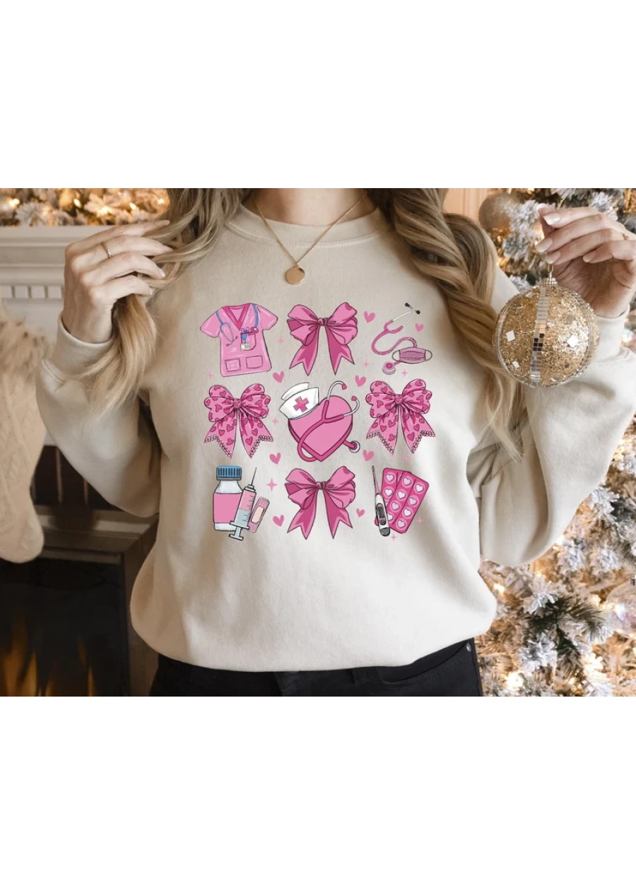 Nurse Valentine's Day Sweatshirt: Coquette Heart Shirt