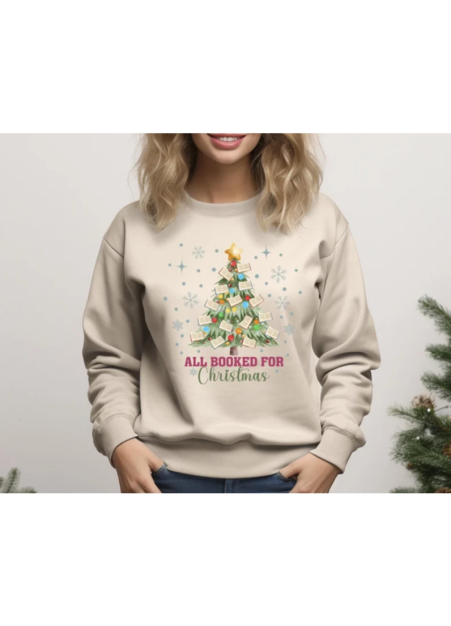 All Booked For Christmas Sweatshirt,Bookworm Christmas Sweater,Christmas Book Tree Sweatshirt,Book Lovers Christmas Hoodie,Teacher Christmas