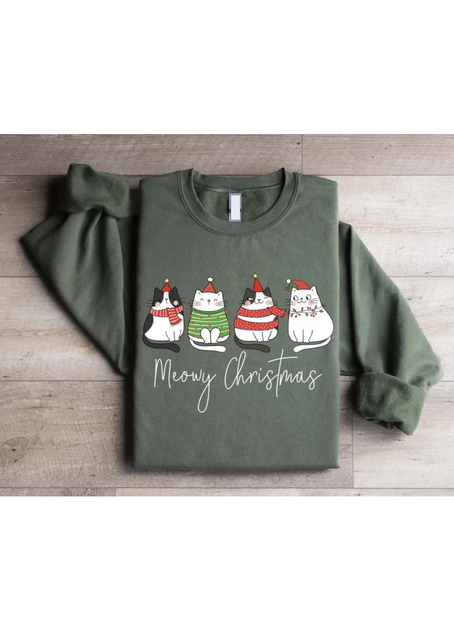 Meowy Christmas Sweatshirt: Funny Cat Lover Holiday Sweater