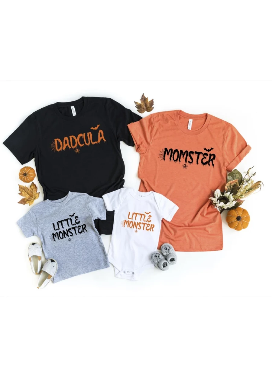 Momster Dadcula Halloween Matching Shirts: Family Monster Tees