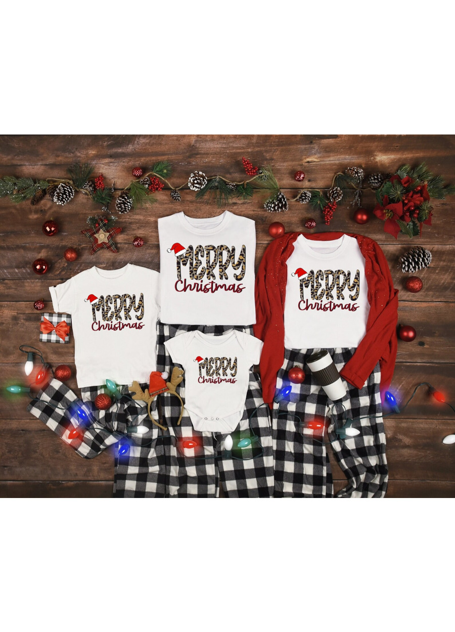 Buffalo Plaid Christmas Family Shirt, Leopard Print