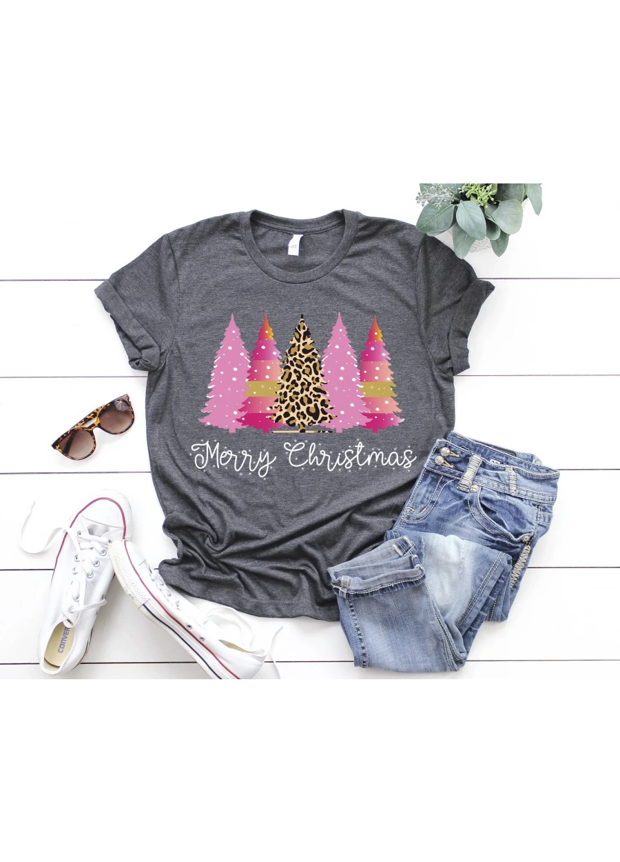 Leopard Christmas Tree Shirt: Women's Holiday Tee