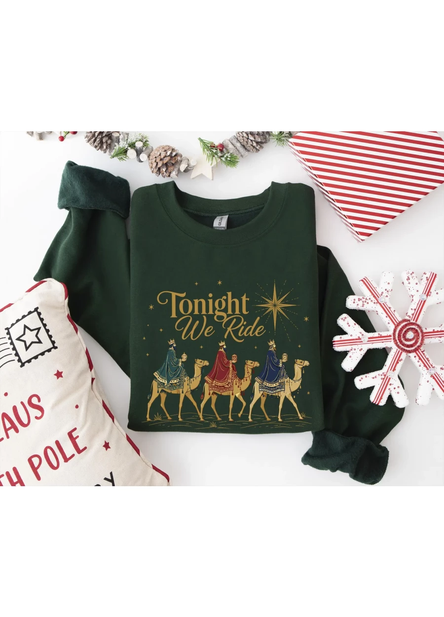 Retro Tonight We Ride Christmas Christian Quote T-Shirt, Three Wise Men Christian Shirt, Faith Gift