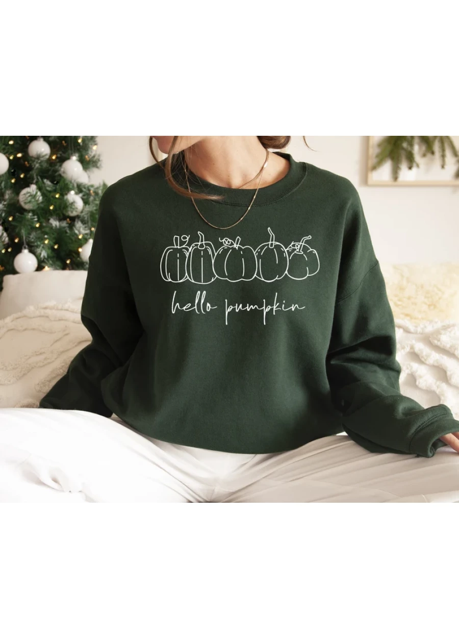 Hello Pumpkin Sweatshirt: Fall Crewneck, Autumn Outfit