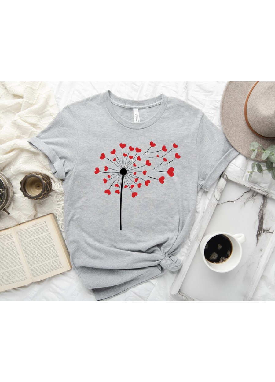 Dandelion Heart Shirt, Valentine's Day Gift, Lovers Tee