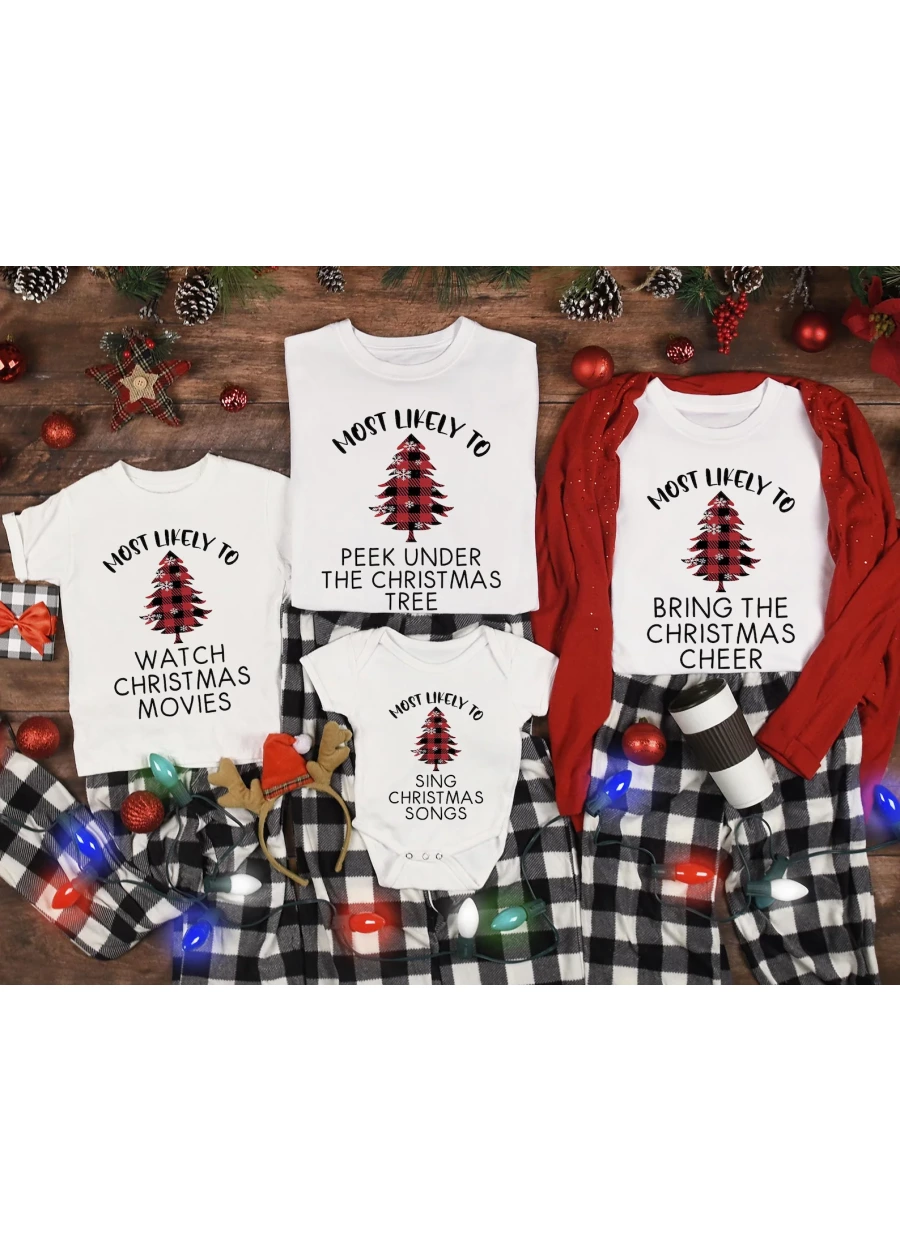 Custom Family Christmas Shirts: Buffalo Plaid Matching Pajama Tees