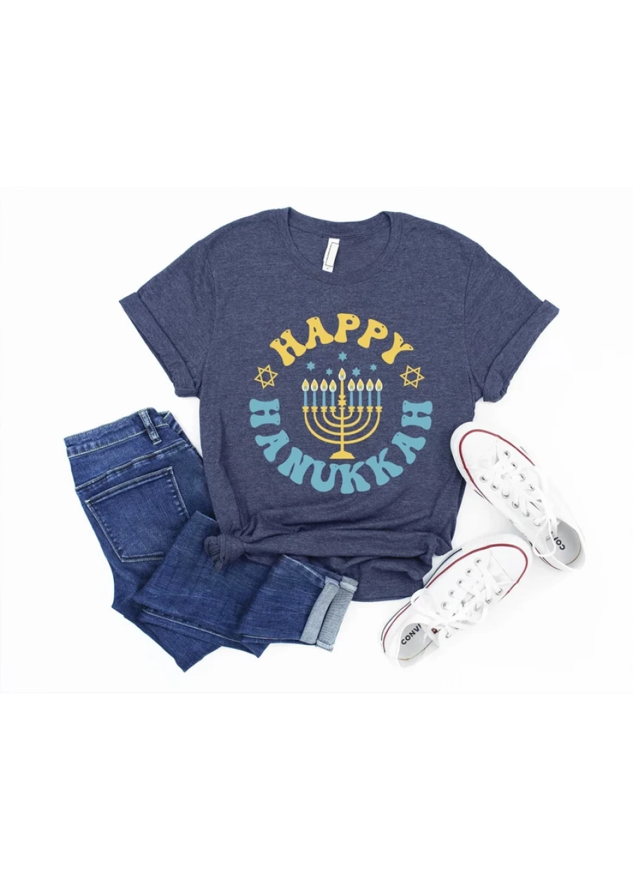 Happy Hanukkah Menorah Shirt: Funny Jewish Holiday Tee