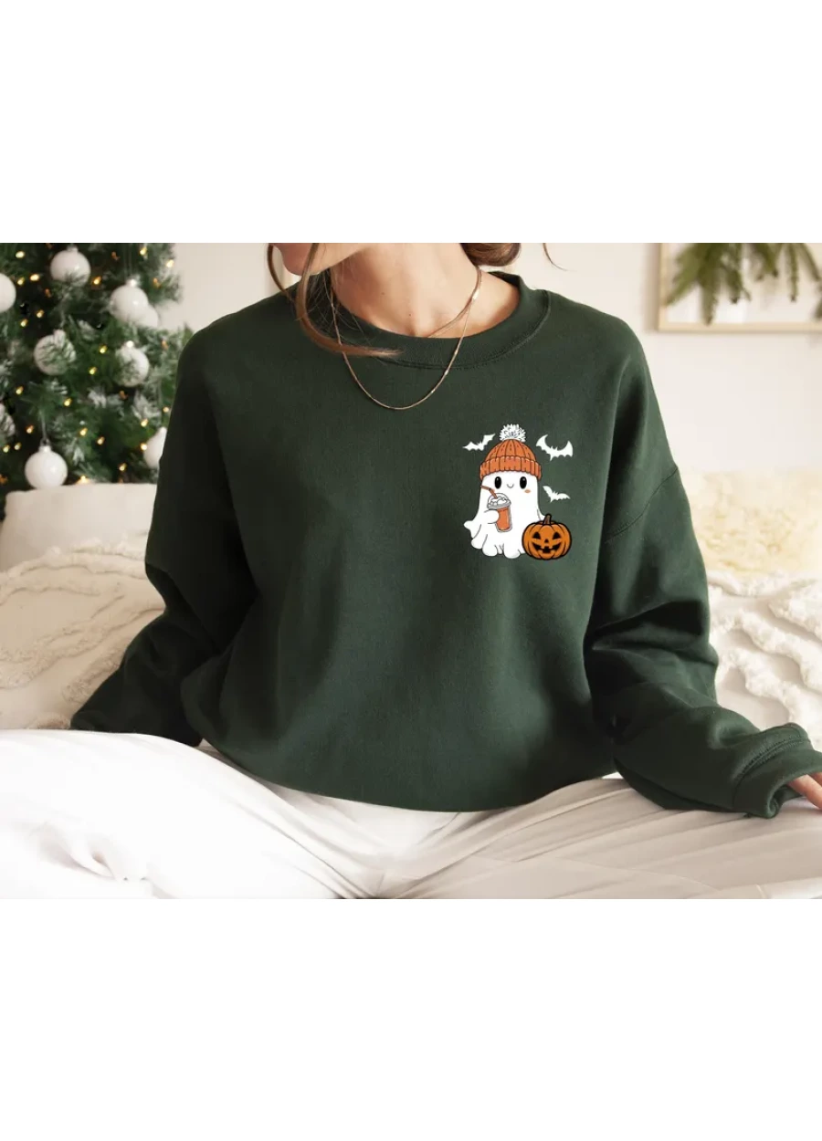 Little Ghost Ice Coffee Halloween Sweatshirt, Ghost Shirt