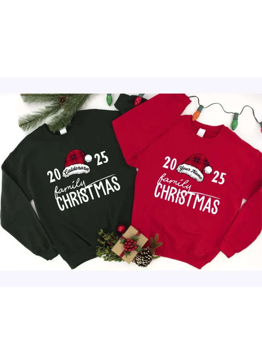 Personalized Family Christmas Sweatshirt: Custom Name Holiday Sweater