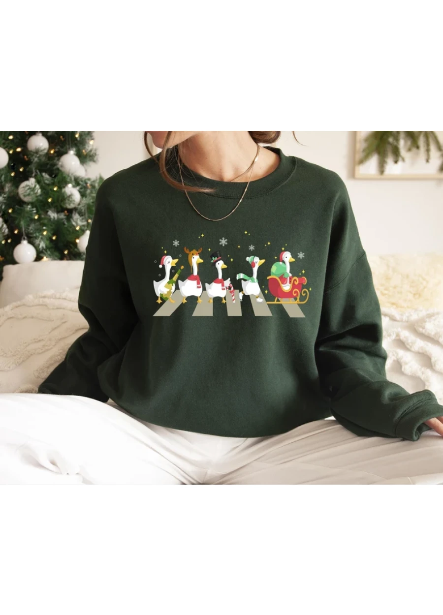 Christmas Ducks Sweatshirt: Funny Animal Holiday Sweater