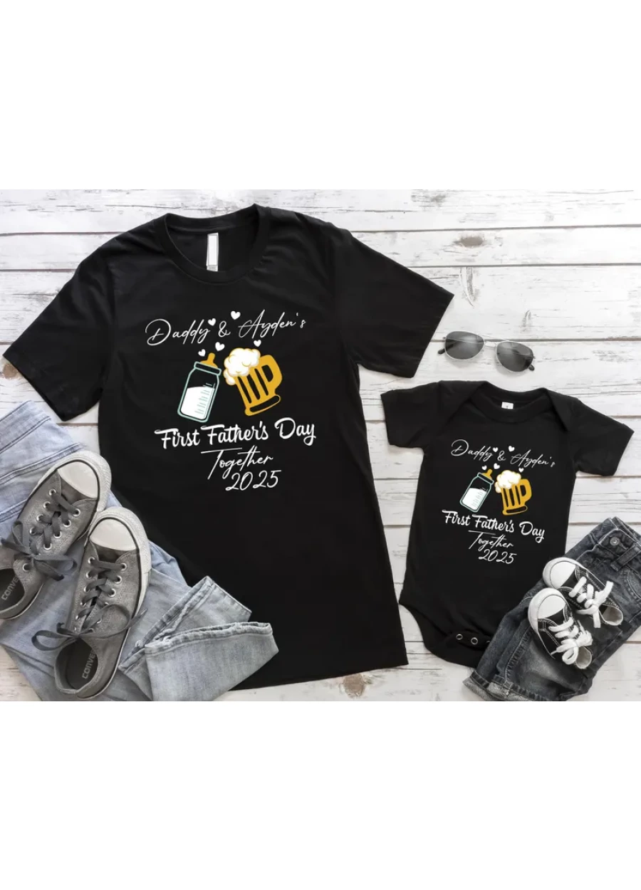 Personalized First Father's Day Matching Shirt Set: New Dad Shirt