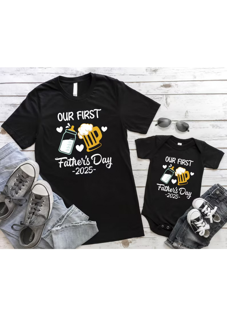 Personalized First Father's Day Matching Shirt Set