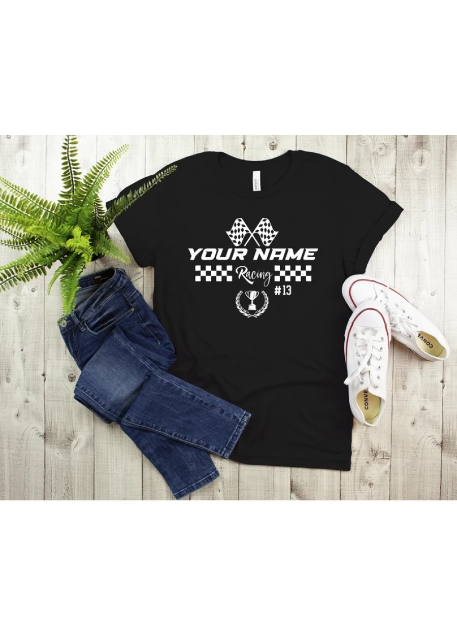Personalized Racing Shirt: Custom Name & Number T-Shirt, Gift For Race Lover