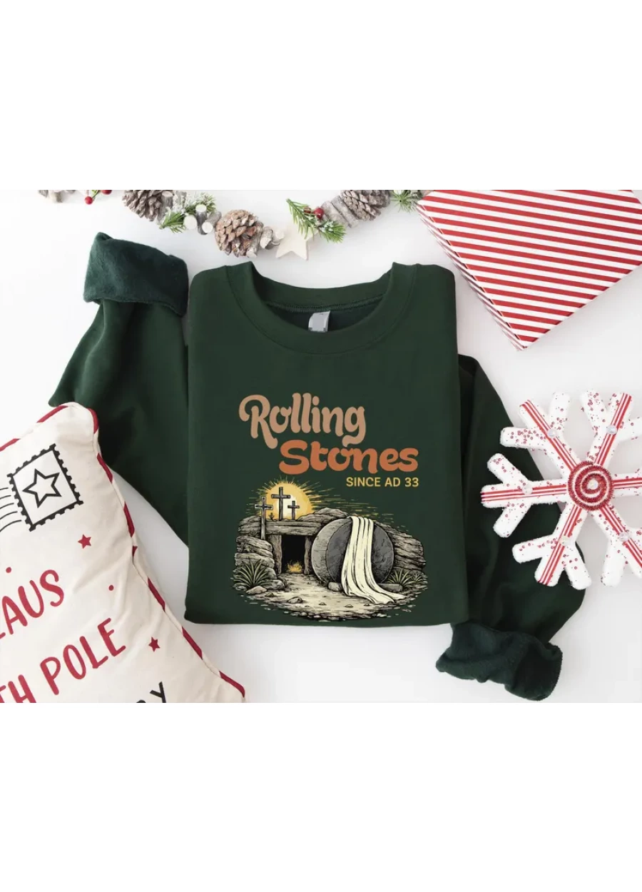 Retro Rolling Stones Sweatshirt, Jesus Easter Shirt, Religious Woman Tees, Christian Apparel