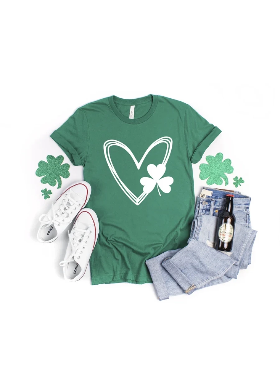 Shamrock Heart Shirt, St. Patrick's Day Irish Tee