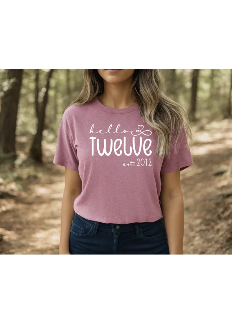 Hello Twelve Birthday Shirt - Est 2012 - 12th Birthday Gift
