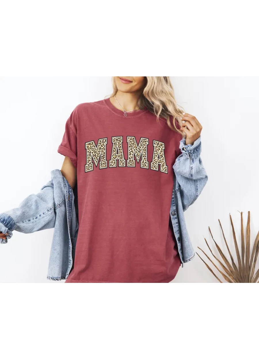 Comfort Colors® Leopard Mama Shirt, Mothers Day Gift, Retro Mama T-Shirt