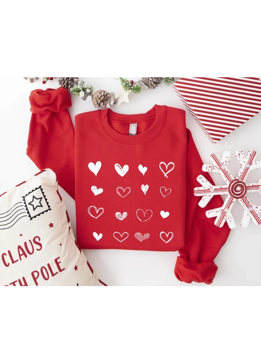 Womens Valentine's Day Hearts Sweatshirt: Valentine Shirt