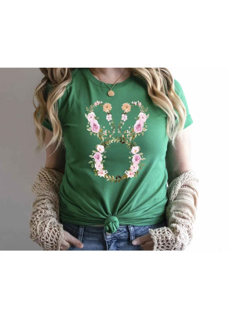 Floral Rabbit Easter Shirt: Bunny Silhouette, Nature Lover T-Shirt