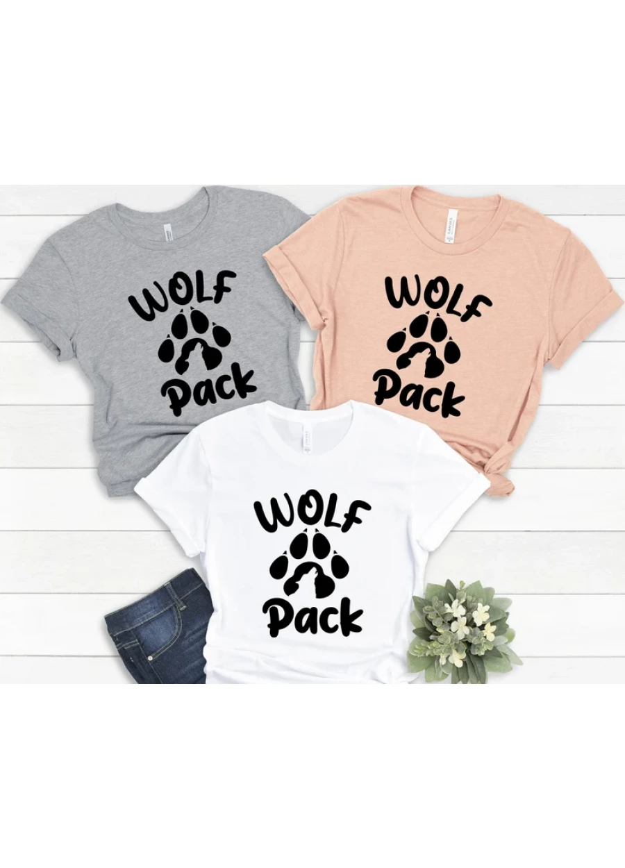 Wolf Pack Graphic Tee: Wolf Lover Shirt, Family Matching Shirts