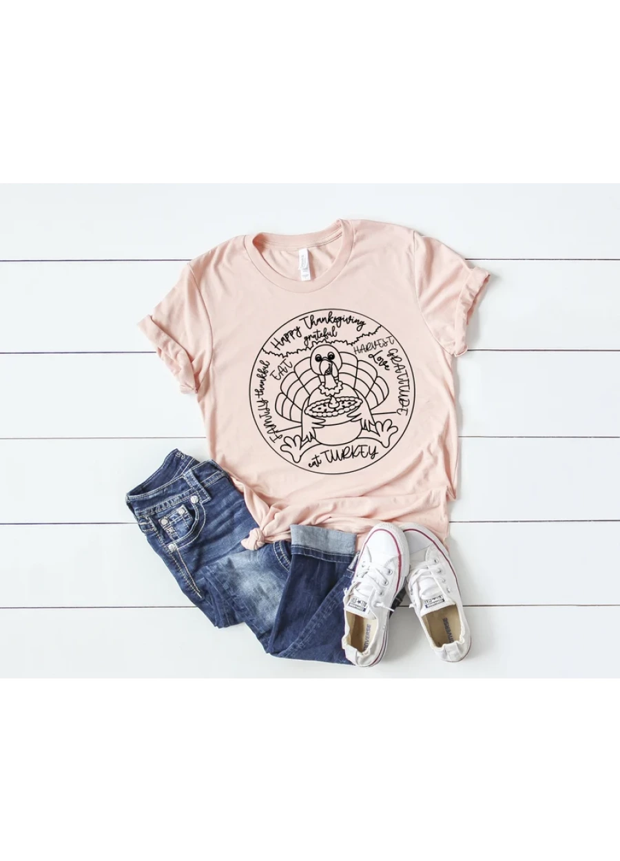 Thanksgiving Turkey Graphic Tee: Family Harvest Shirt