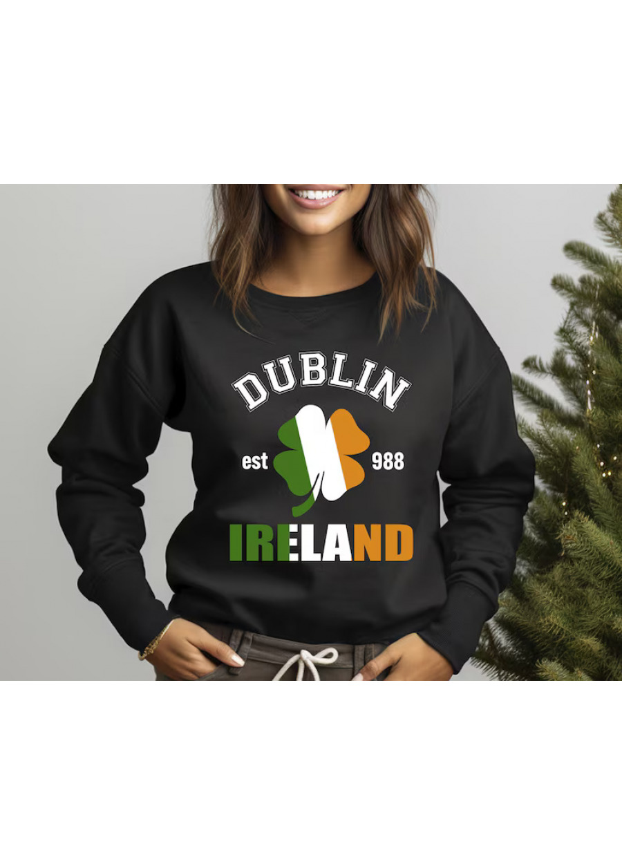 Dublin Ireland Sweatshirt, St Patricks Day Hoodies, Womens Shamrock Sweater NewStyle Design